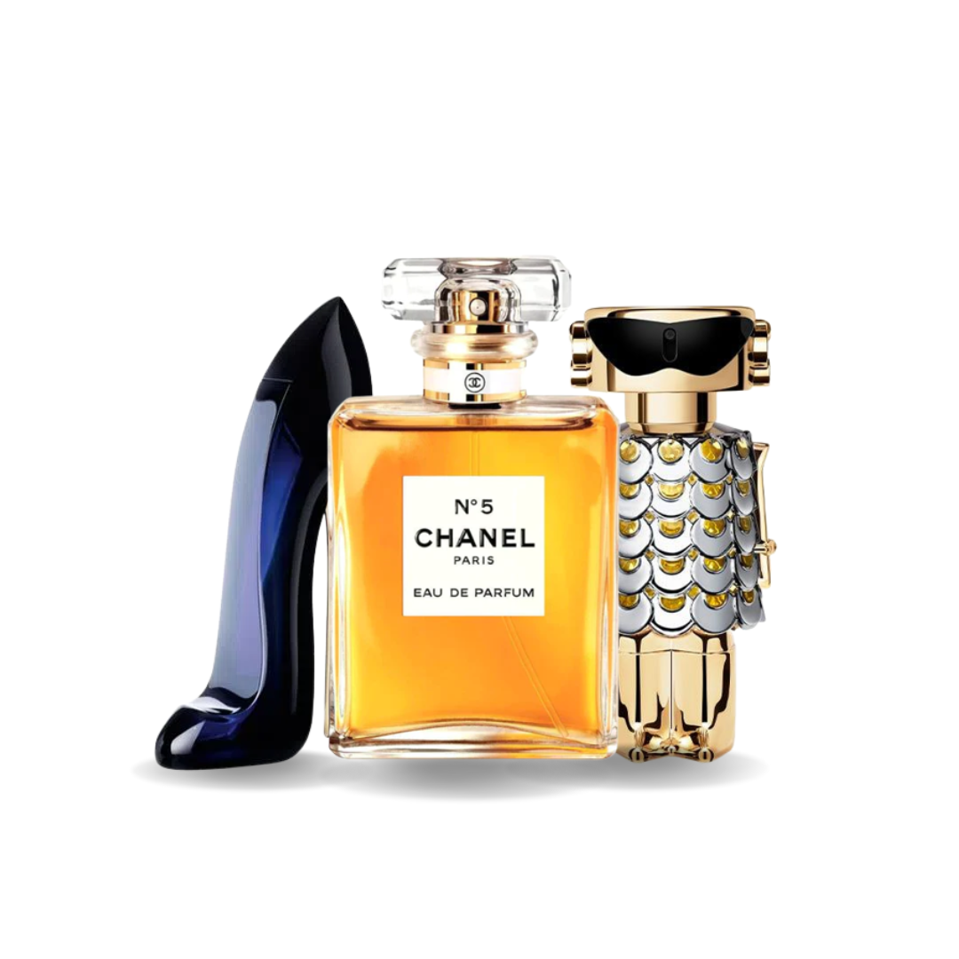 Combo 3 parfums - Good Girl Carolina Herrera, Nº5 Chanel et Fame Paco Rabanne